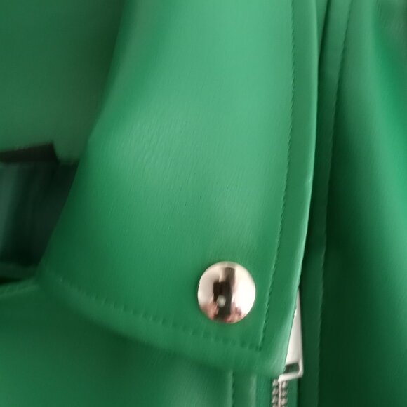 Faux Leather Cropped Moto Jacket Green Size L NWOT - Picture 16 of 16